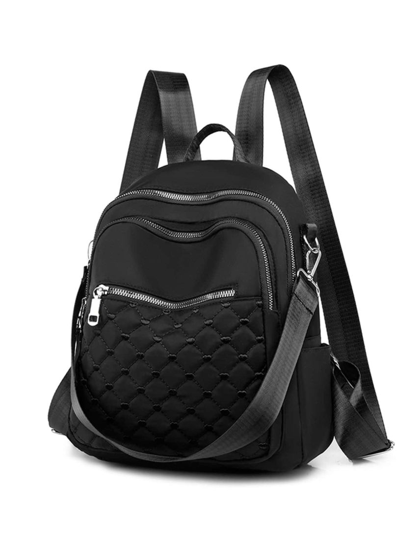 Quilted Pattern Heart Embroidered Classic Backpack