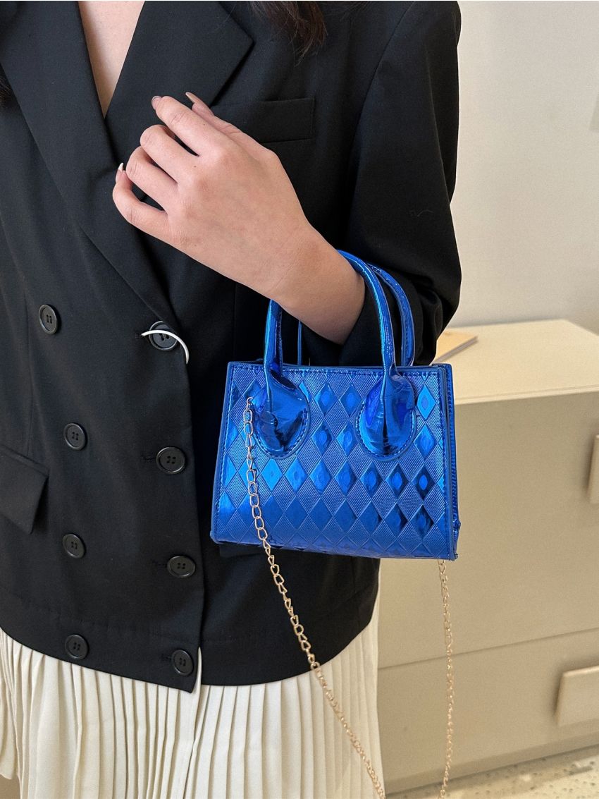 Mini Geometric Embossed Chain Square Bag