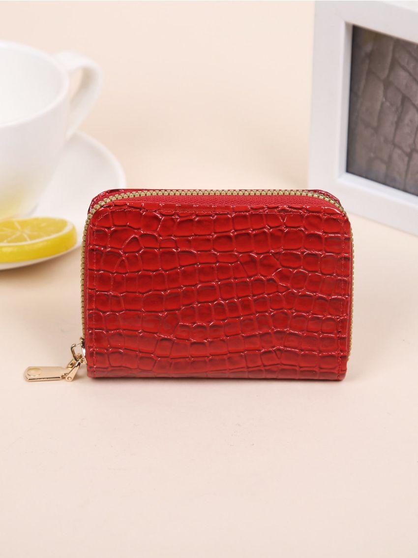 Neon Red Geometric Embossed Card Holder