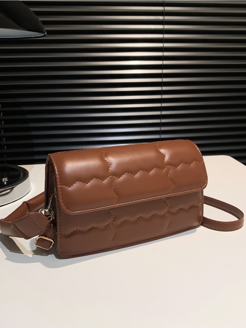 Quilted Pattern Flap Square Bag