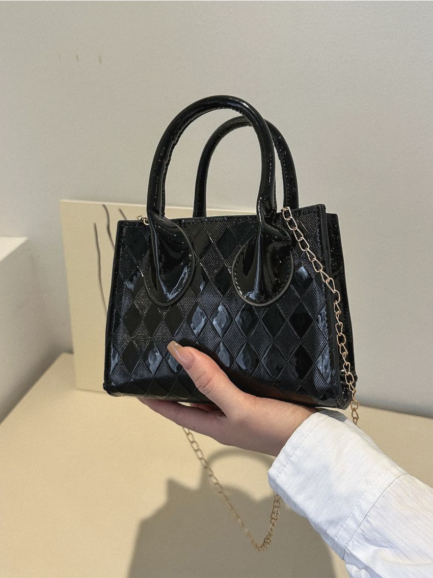 Mini Geometric Embossed Chain Square Bag
