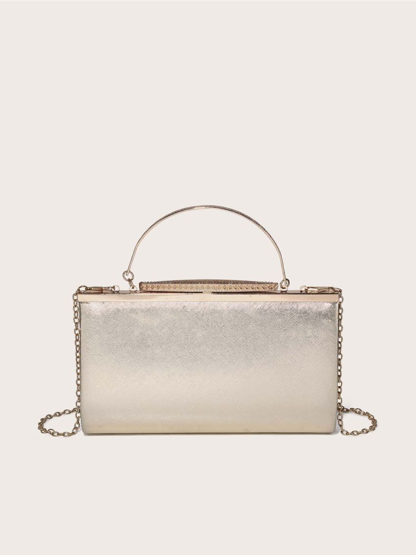 Rhinestone Decor Chain Box Bag