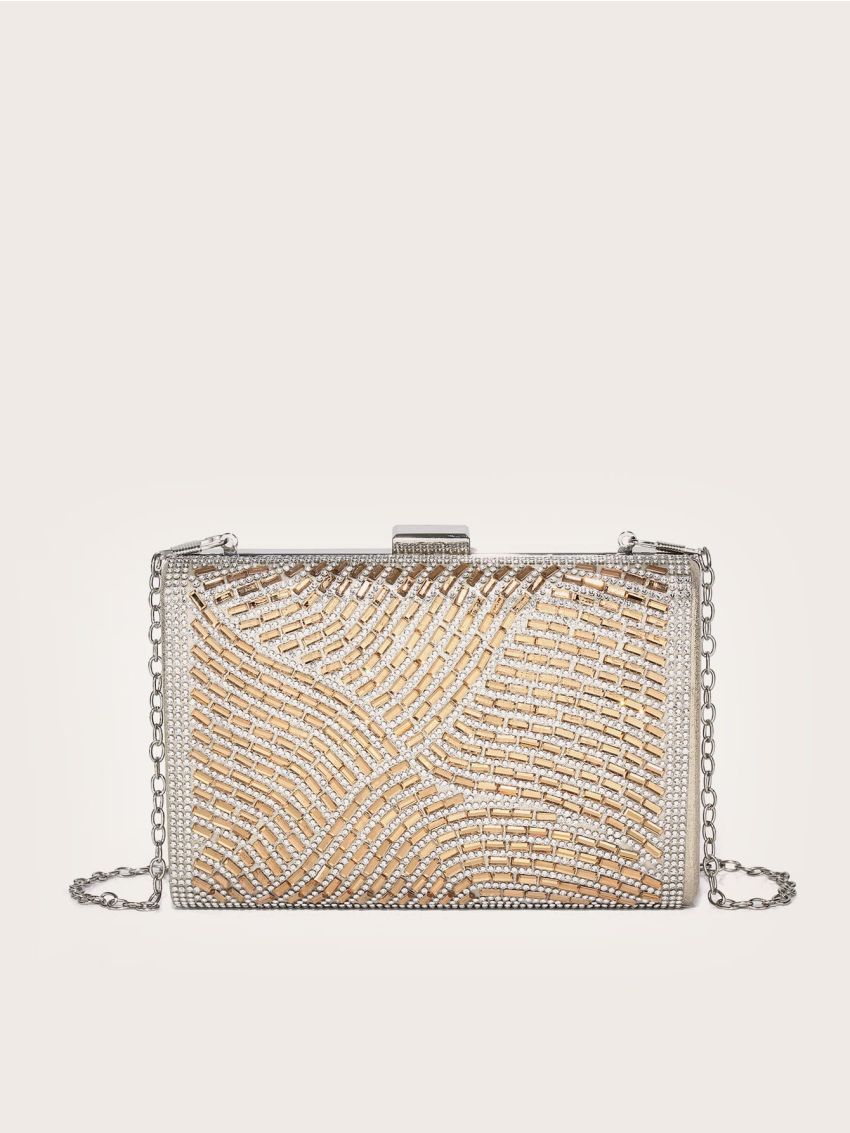 Mini Rhinestone Decor Chain Box Bag