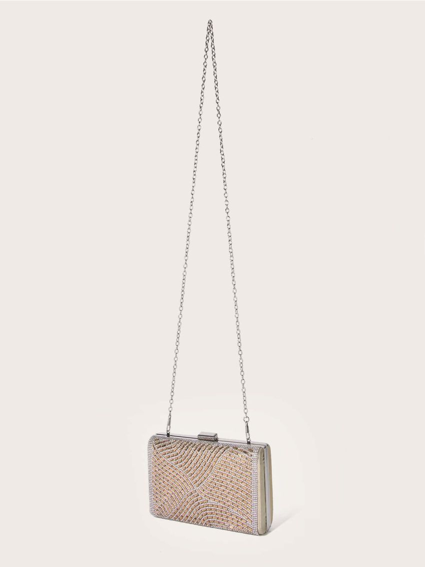 Mini Rhinestone Decor Chain Box Bag