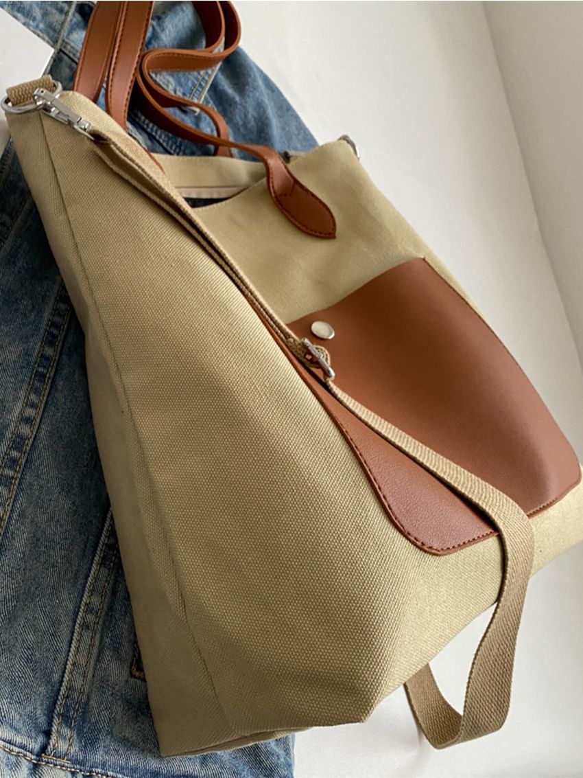 Two Tone Shoulder Tote Bag