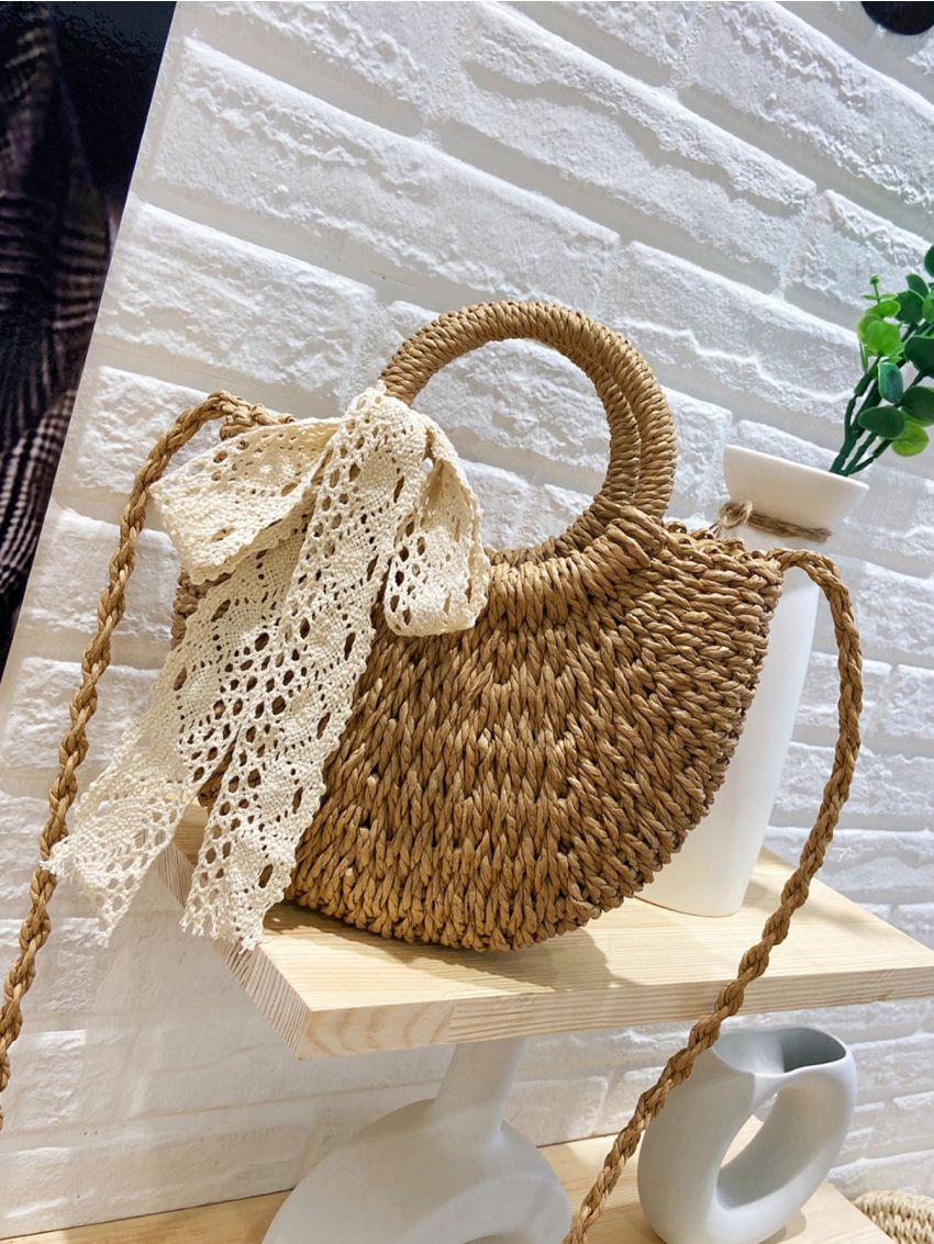 Twilly Scarf Decor Straw Bag