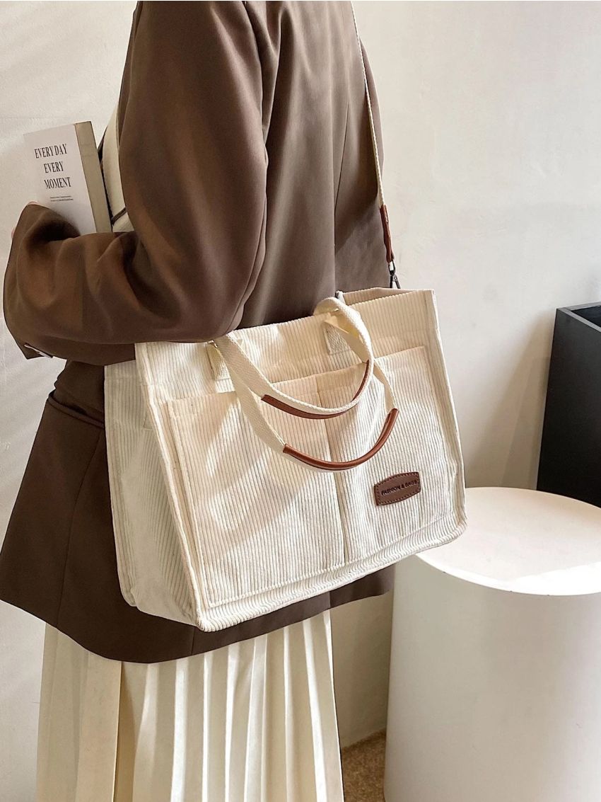 Letter Patch Decor Shopper Bag