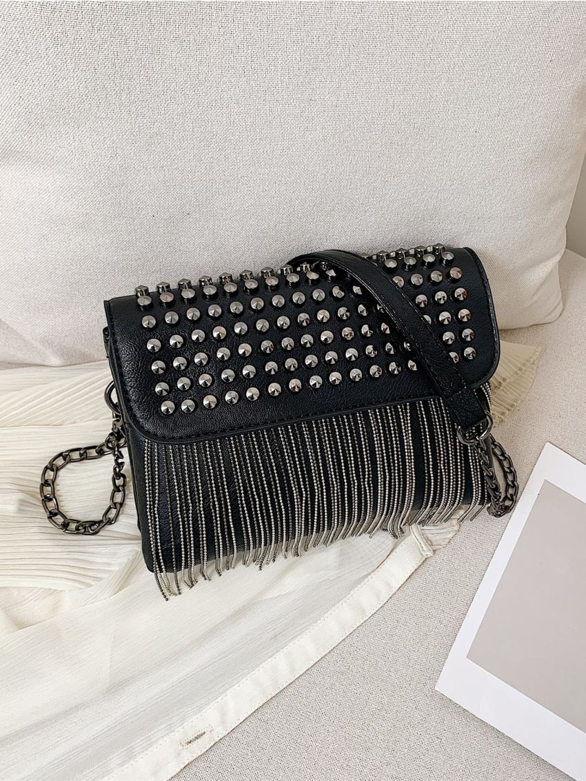 Mini Studded Decor Flap Square Bag