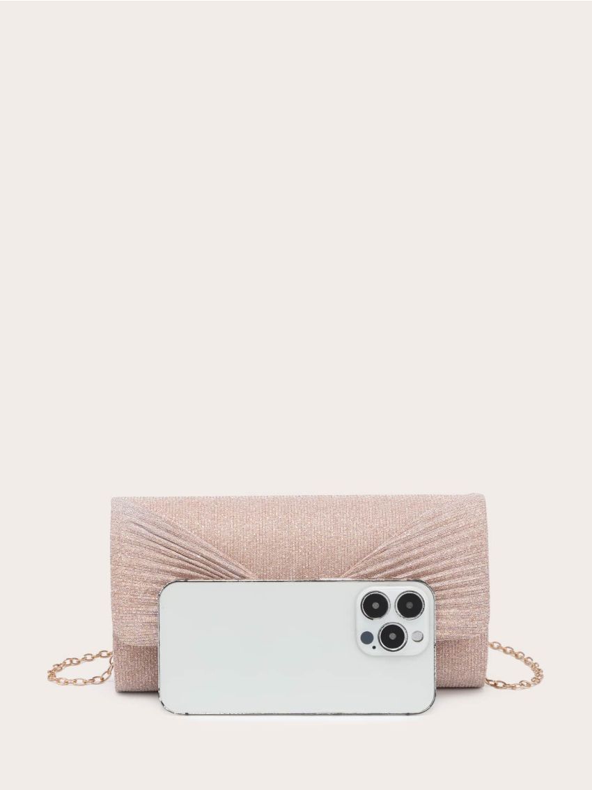 Mini Glitter Ruched Design Evening Bag