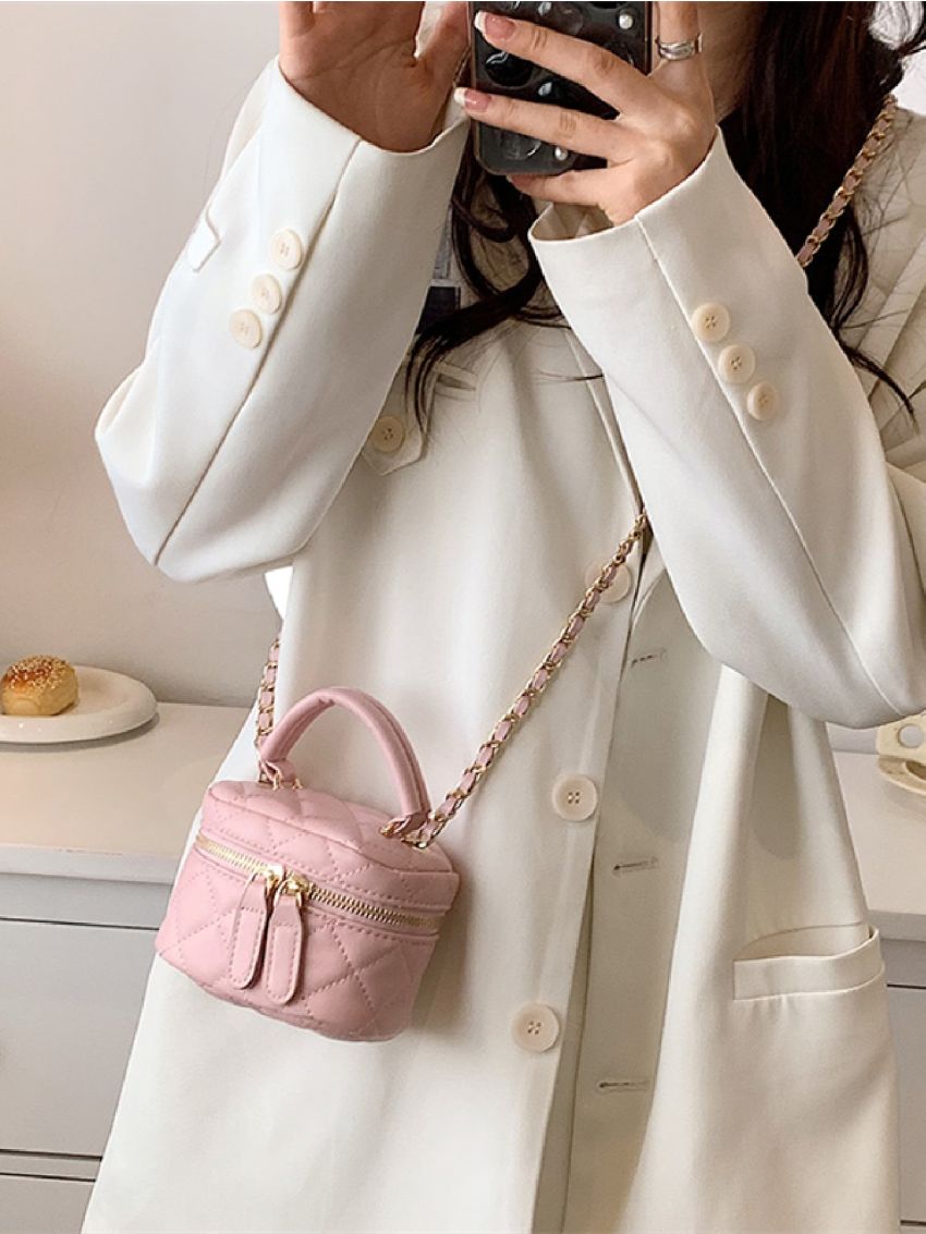 Mini Quilted Chain Bucket Bag
