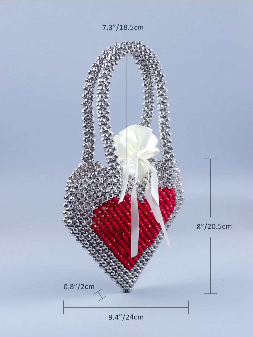 Beaded Decor Heart Design Novelty Bag