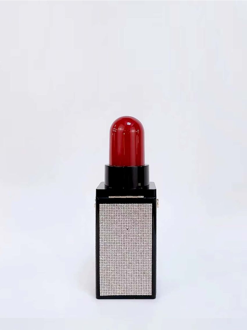 Mini Rhinestone Decor Lipstick Design Evening Bag