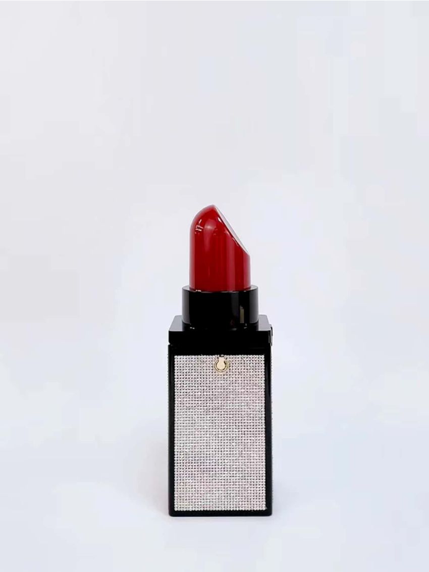 Mini Rhinestone Decor Lipstick Design Evening Bag