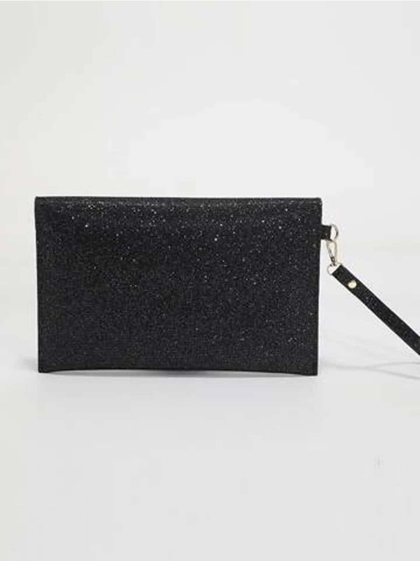 Sequin Metal Decor Flap Envelope Bag