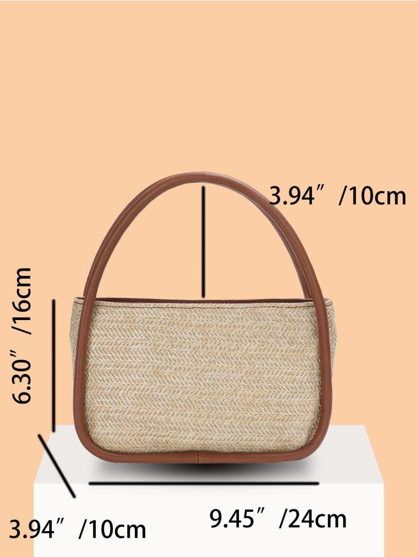 Contrast Binding Straw Bag