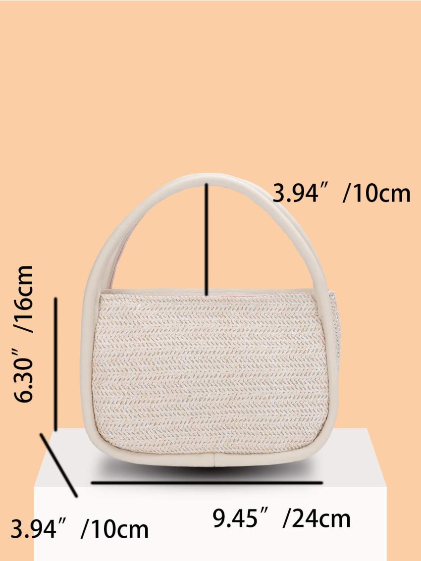 Minimalist Straw Bag Double Handle Small Vacation