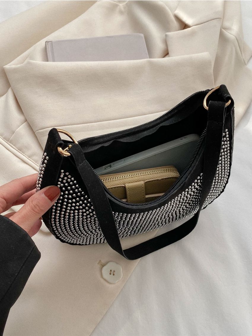 Studded Decor Hobo Bag
