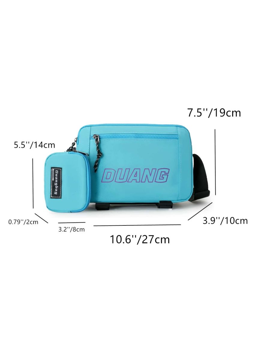 Letter Graphic Square Bag With Coin Purse