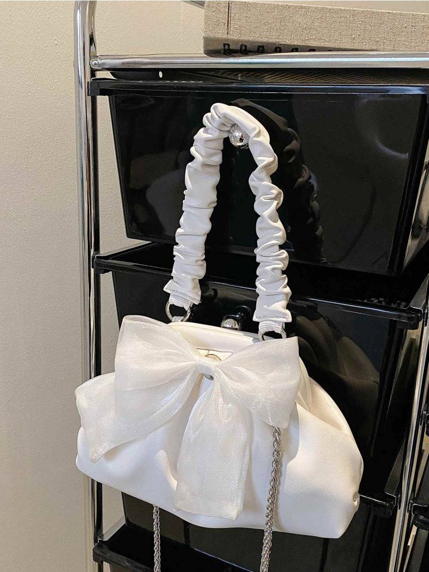 Bow Decor Ruched Bag