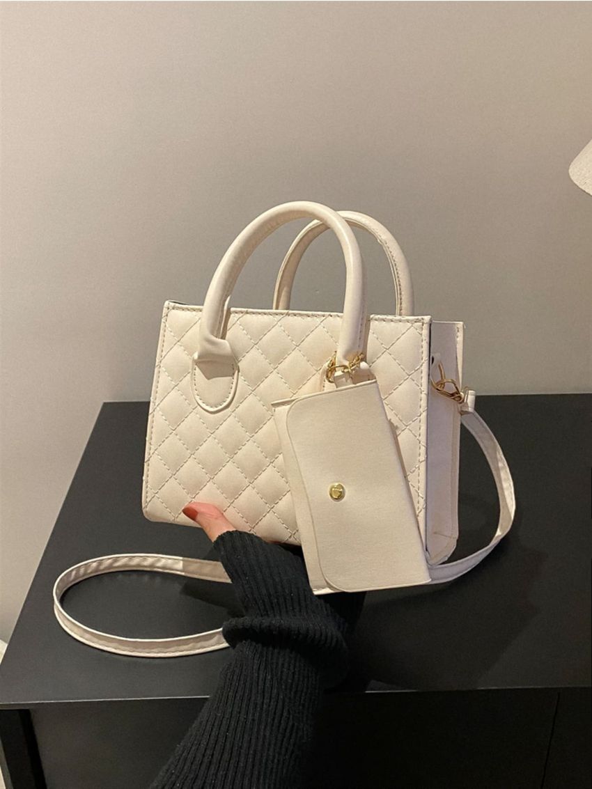 Quilted Square Bag With Coin Purse