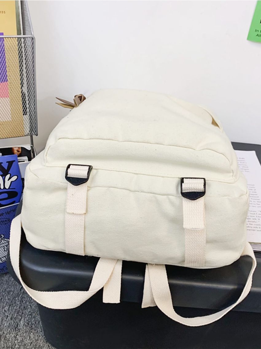 Letter Patch Decor Functional Backpack