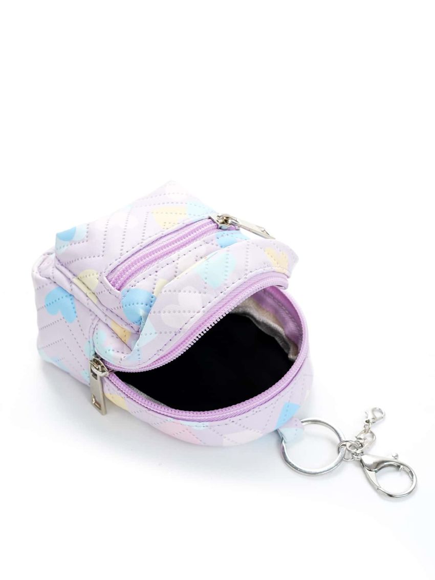 Heart Embroidered Quilted Detail Coin Purse