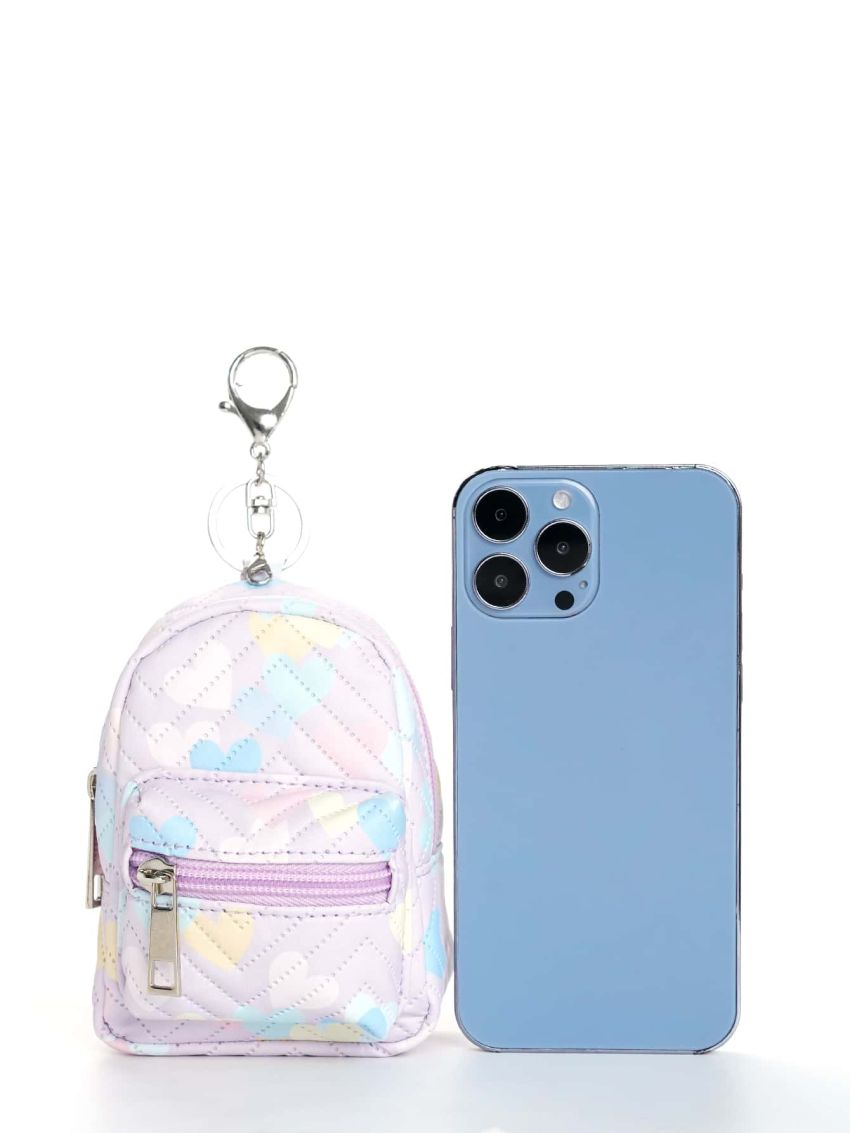 Heart Embroidered Quilted Detail Coin Purse