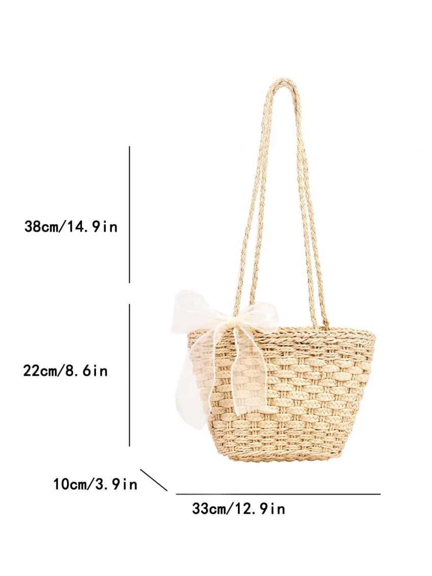 Minimalist Bow Decor Straw Bag