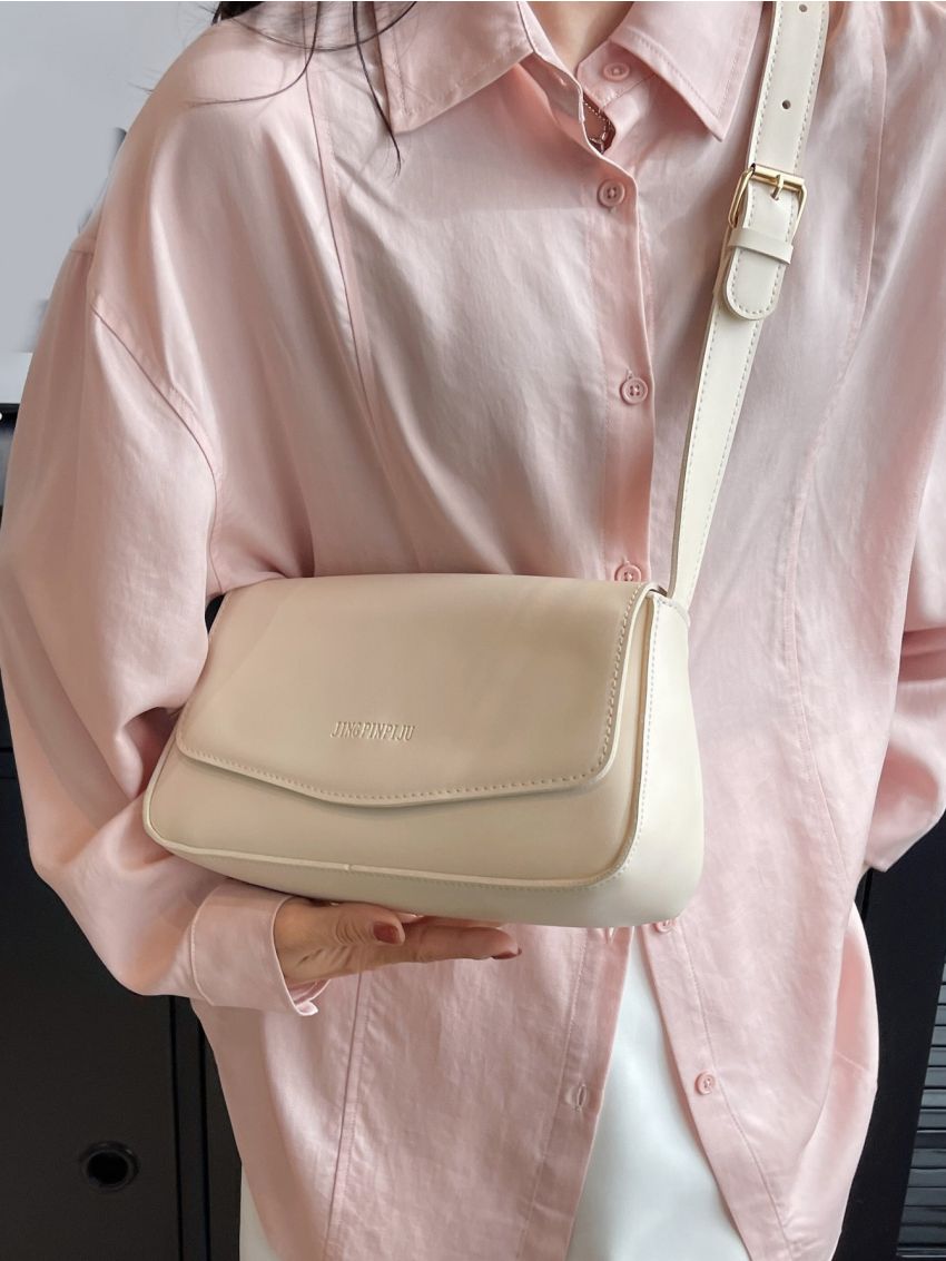 Letter Graphic Flap Square Bag