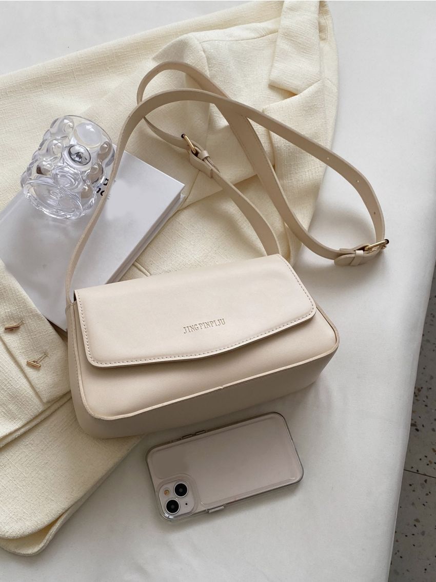 Letter Graphic Flap Square Bag