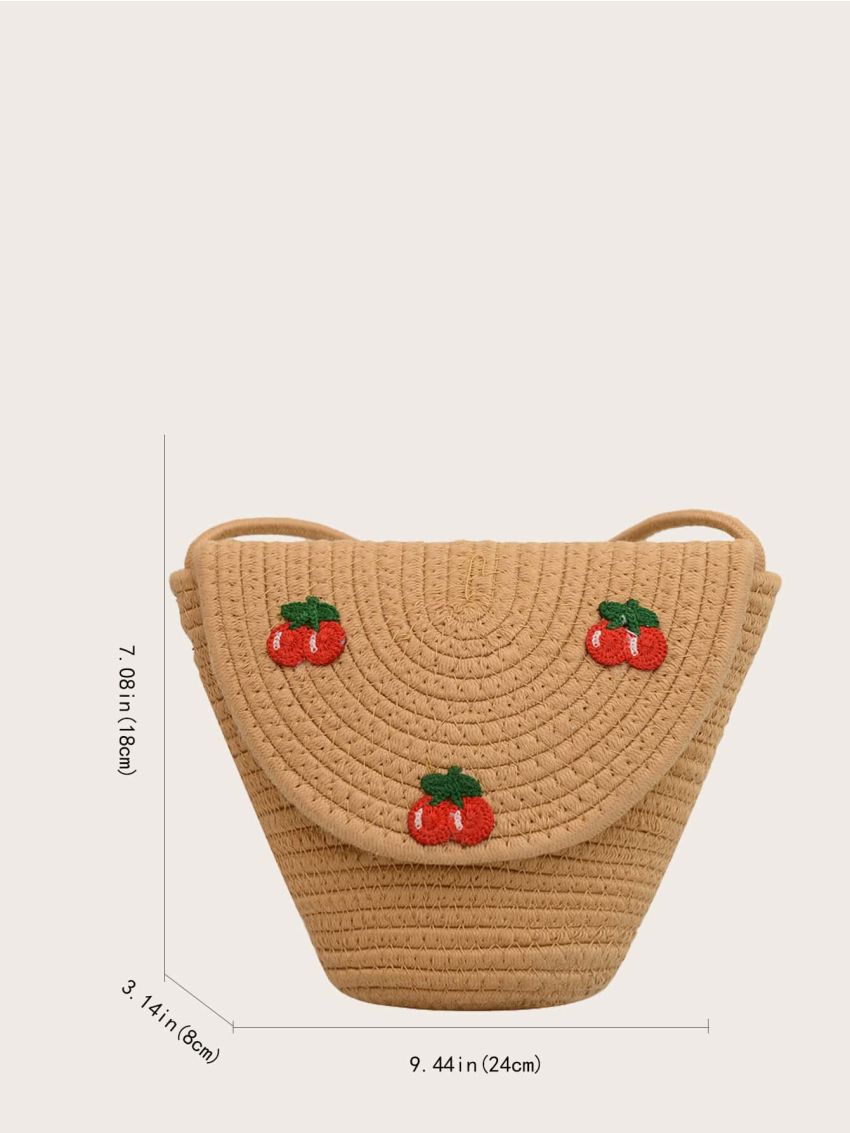 Mini Cherry Decor Flap Crochet Bag