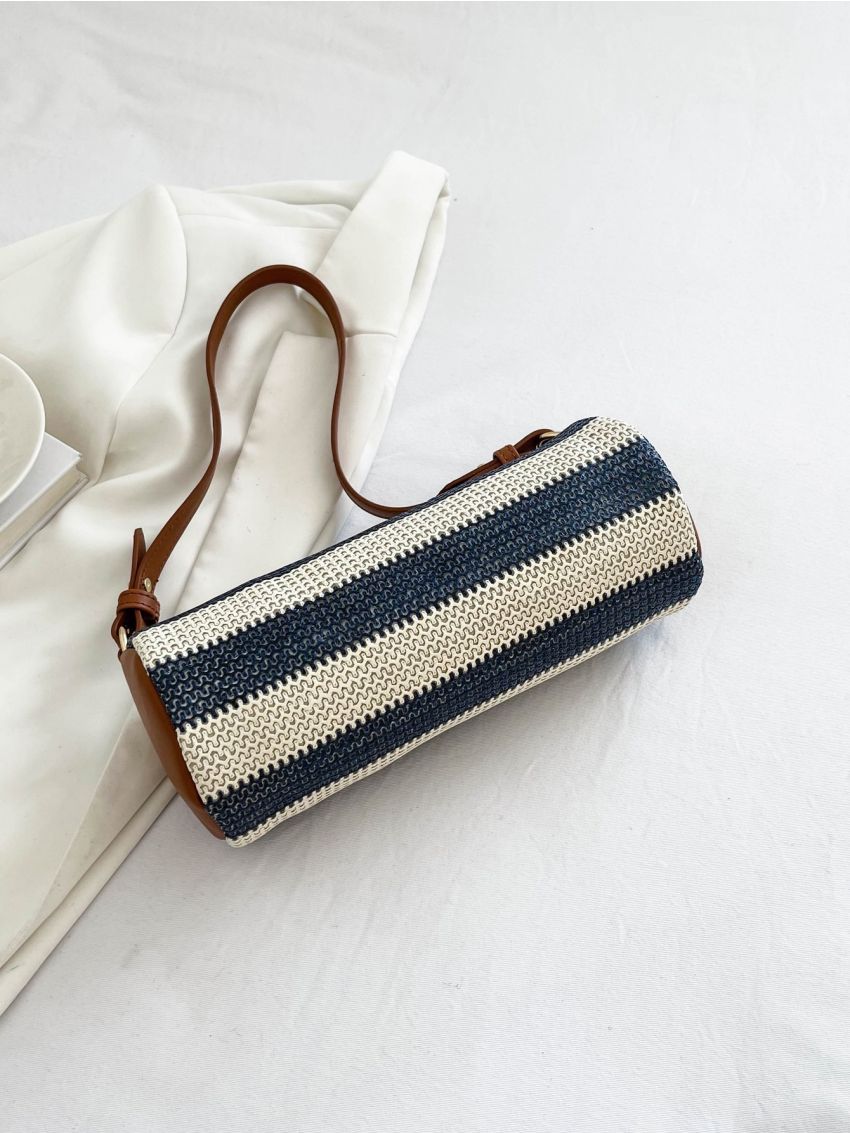 Colorblock Straw Bag