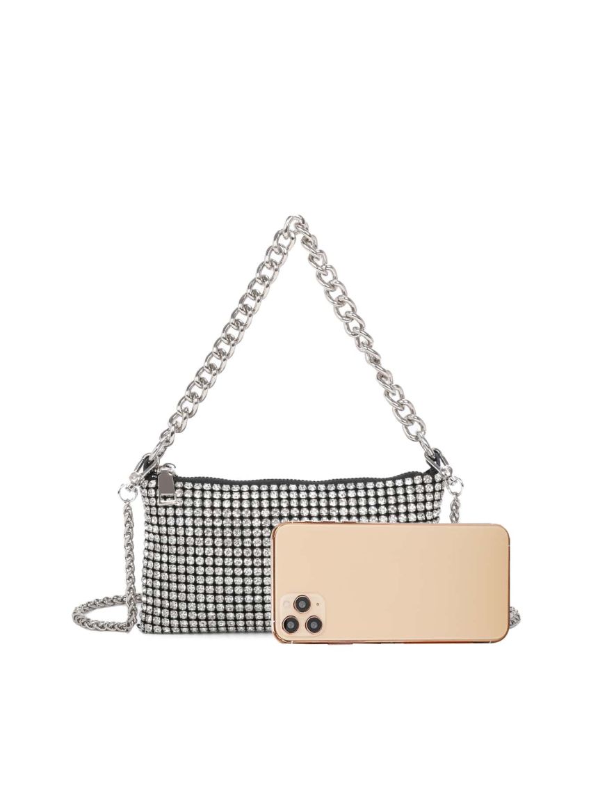 Mini Rhinestone Decor Chain Square Bag