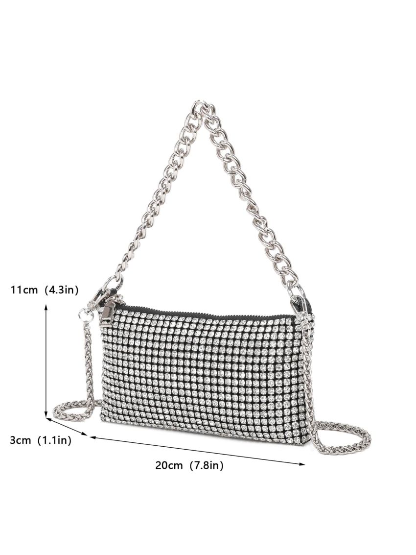 Mini Rhinestone Decor Chain Square Bag