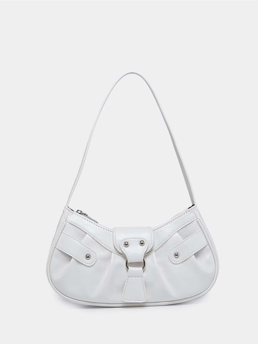 Minimalist Buckle Decor Baguette Bag