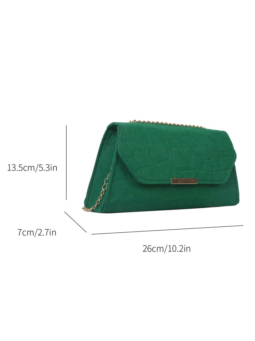 Crocodile Embossed Flap Chain Square Bag