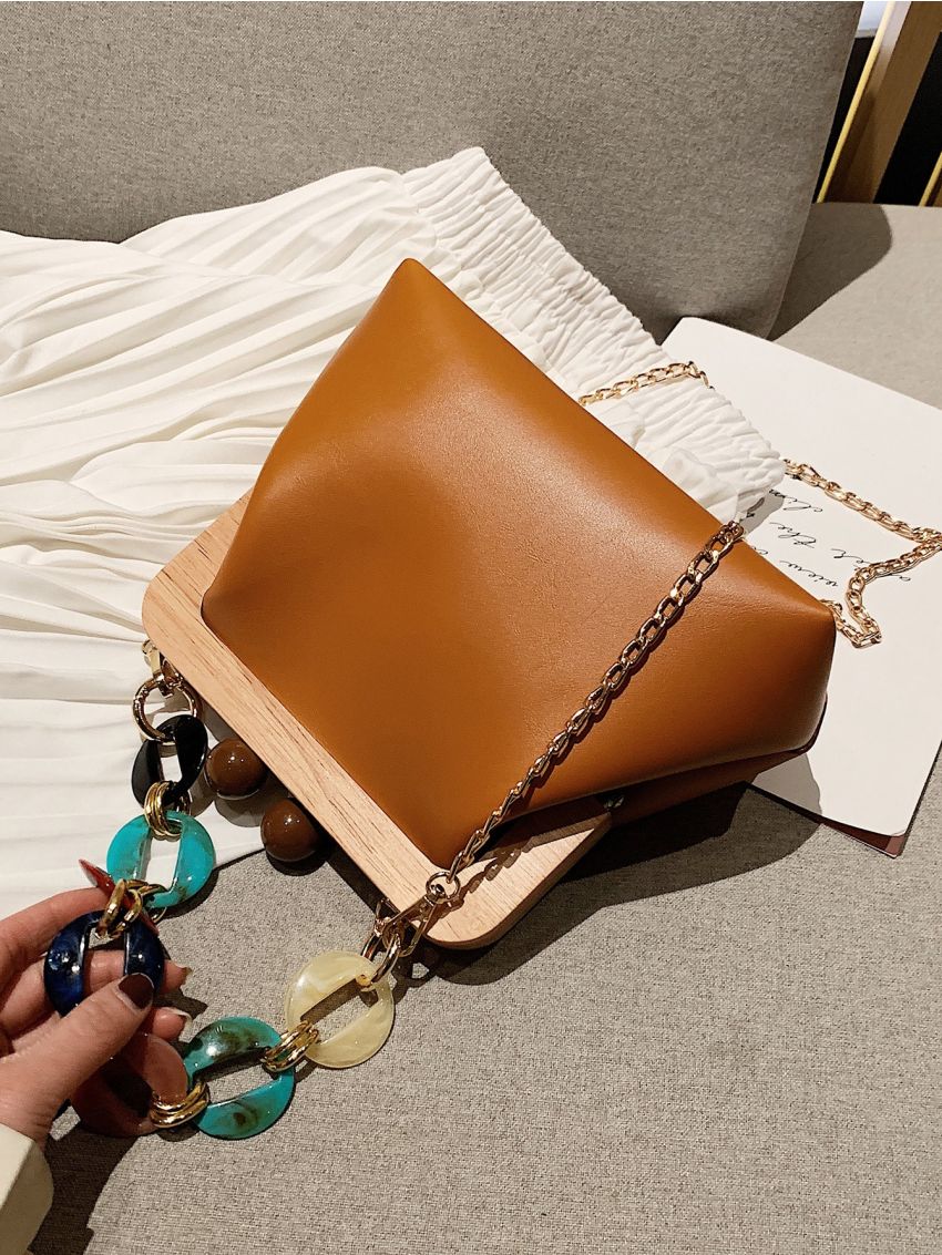 Chain Decor Kiss Lock Square Bag