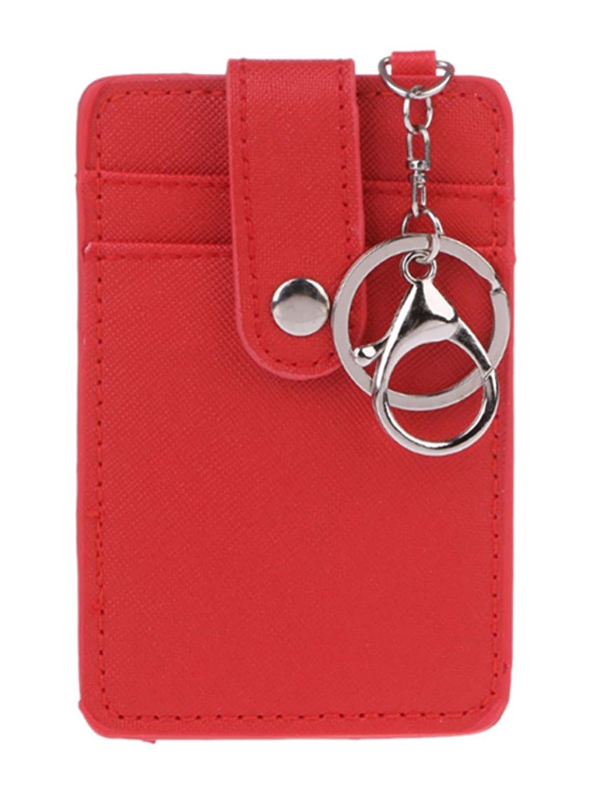 Unisex Color Portable ID Card Holder Bus Card Cover Case Office Work Key Chain Key Ring Tool