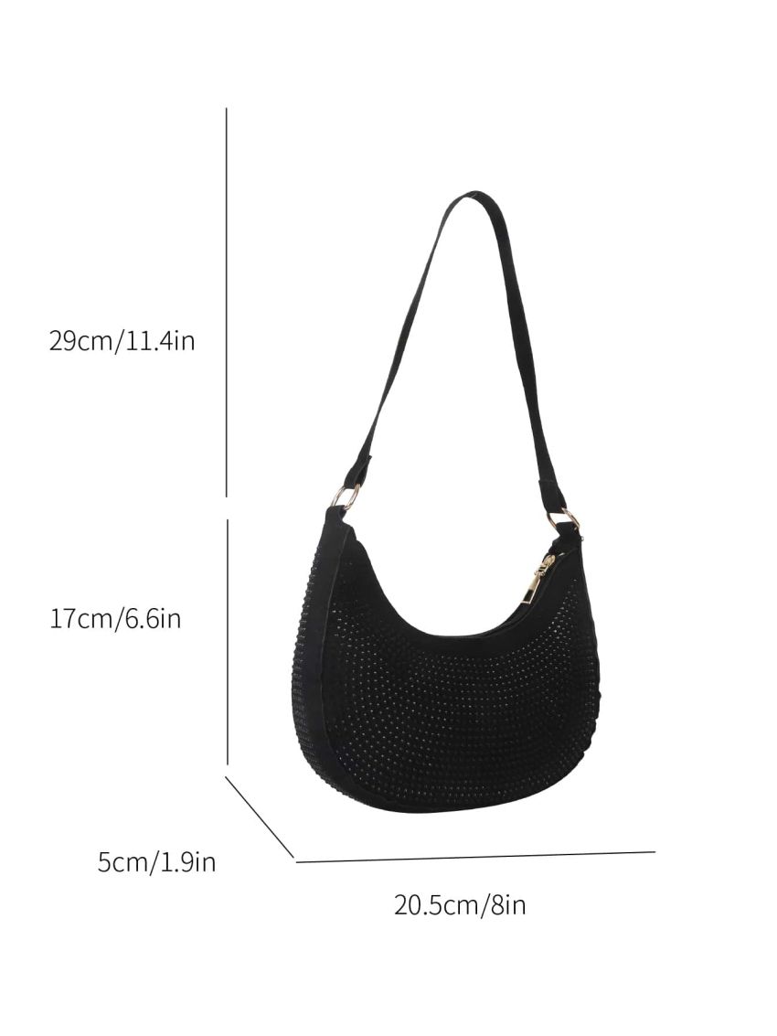 Rhinestone Decor Hobo Bag, Perfect Bride Purse For Wedding, Prom & Party Events