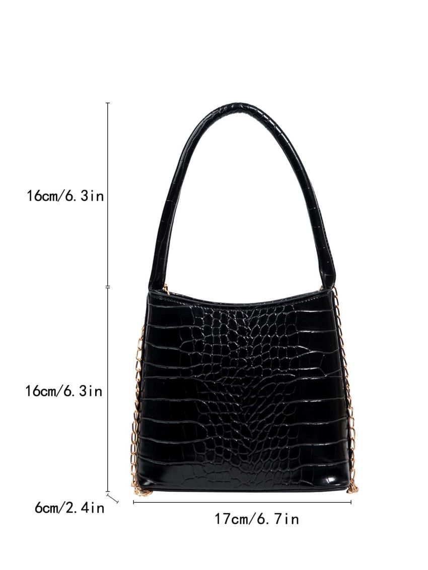 Mini Square Bag Crocodile Embossed Top Handle