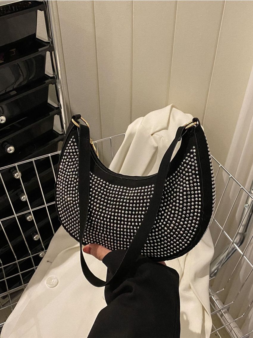 Studded Decor Hobo Bag