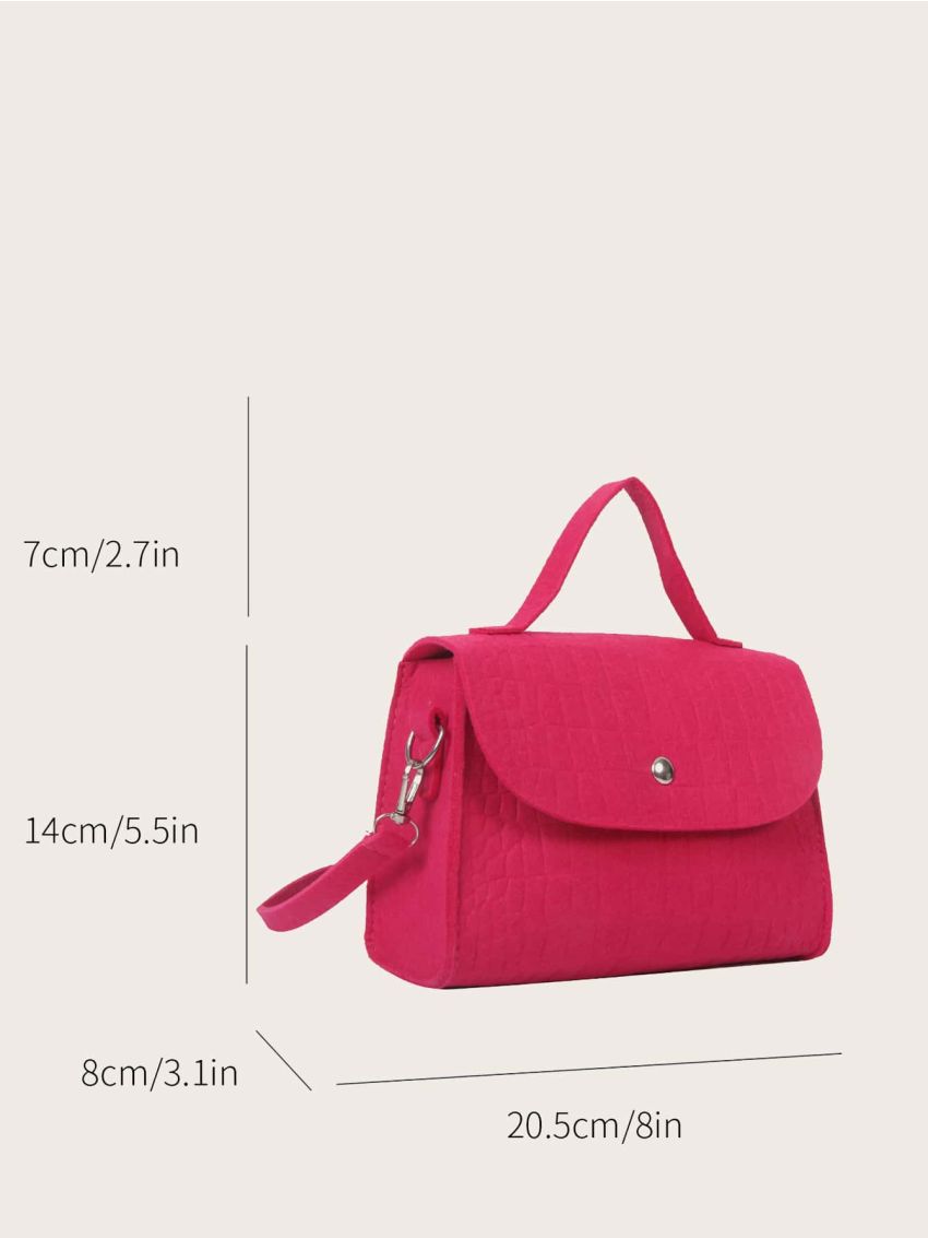 Neon Pink Geometric Embossed Flap Square Bag