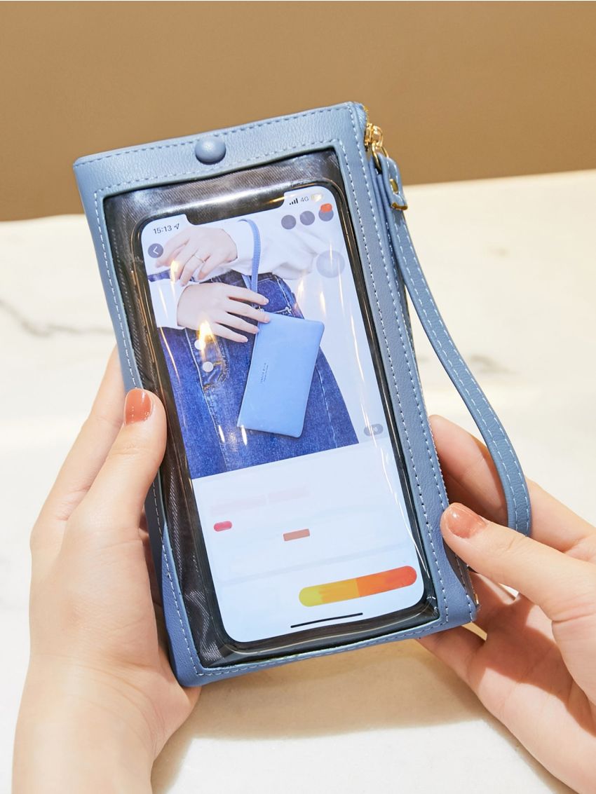 Letter Graphic Button Decor Phone Wallet