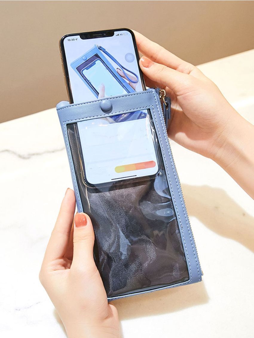 Letter Graphic Button Decor Phone Wallet