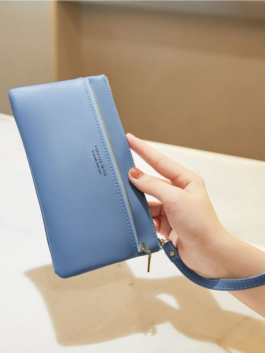 Letter Graphic Button Decor Phone Wallet