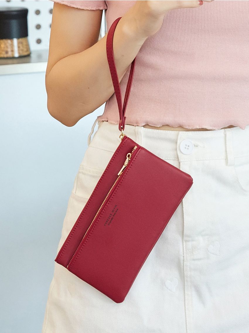 Letter Graphic Button Decor Phone Wallet