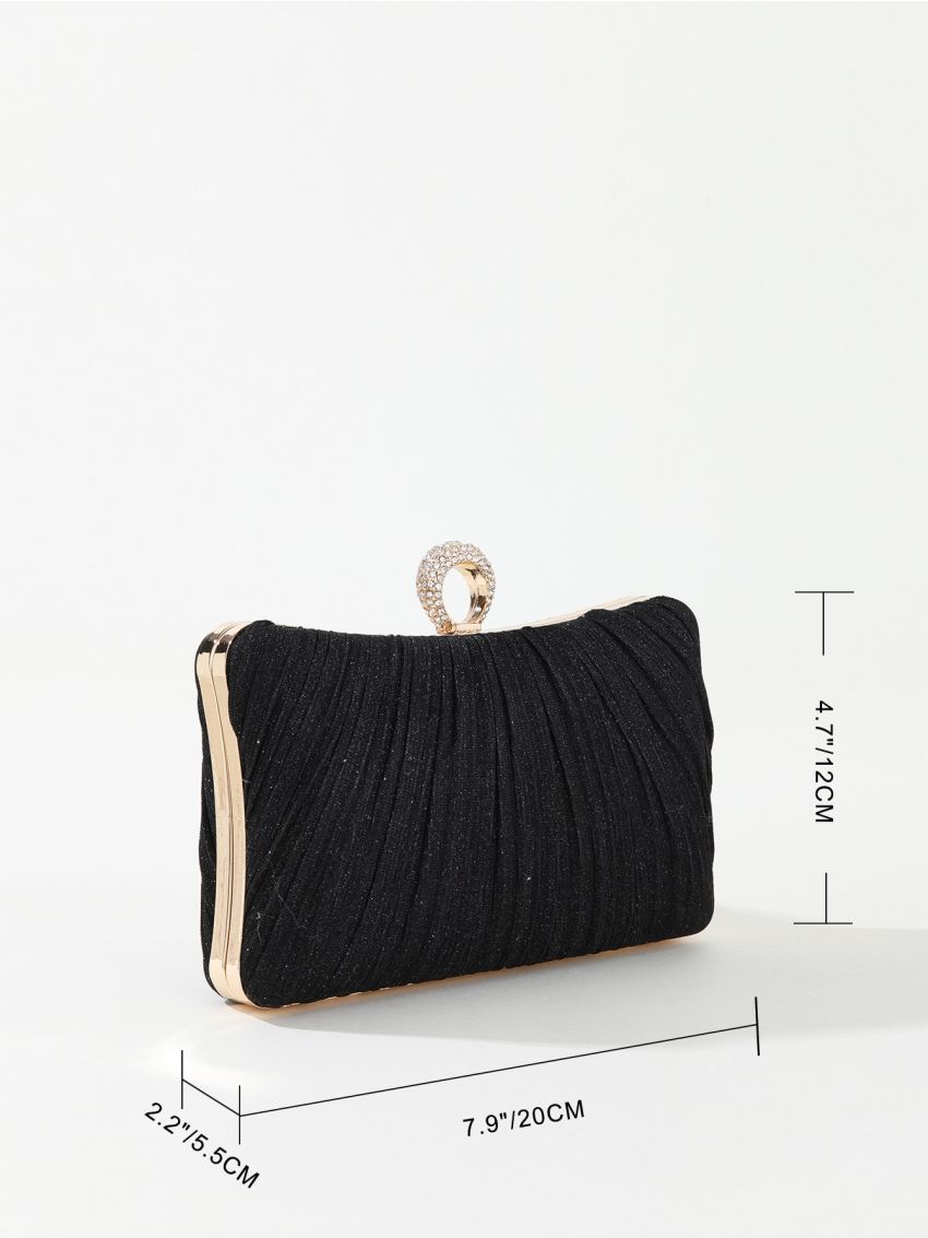 Mini Glitter Pleated Detail Chain Box Bag