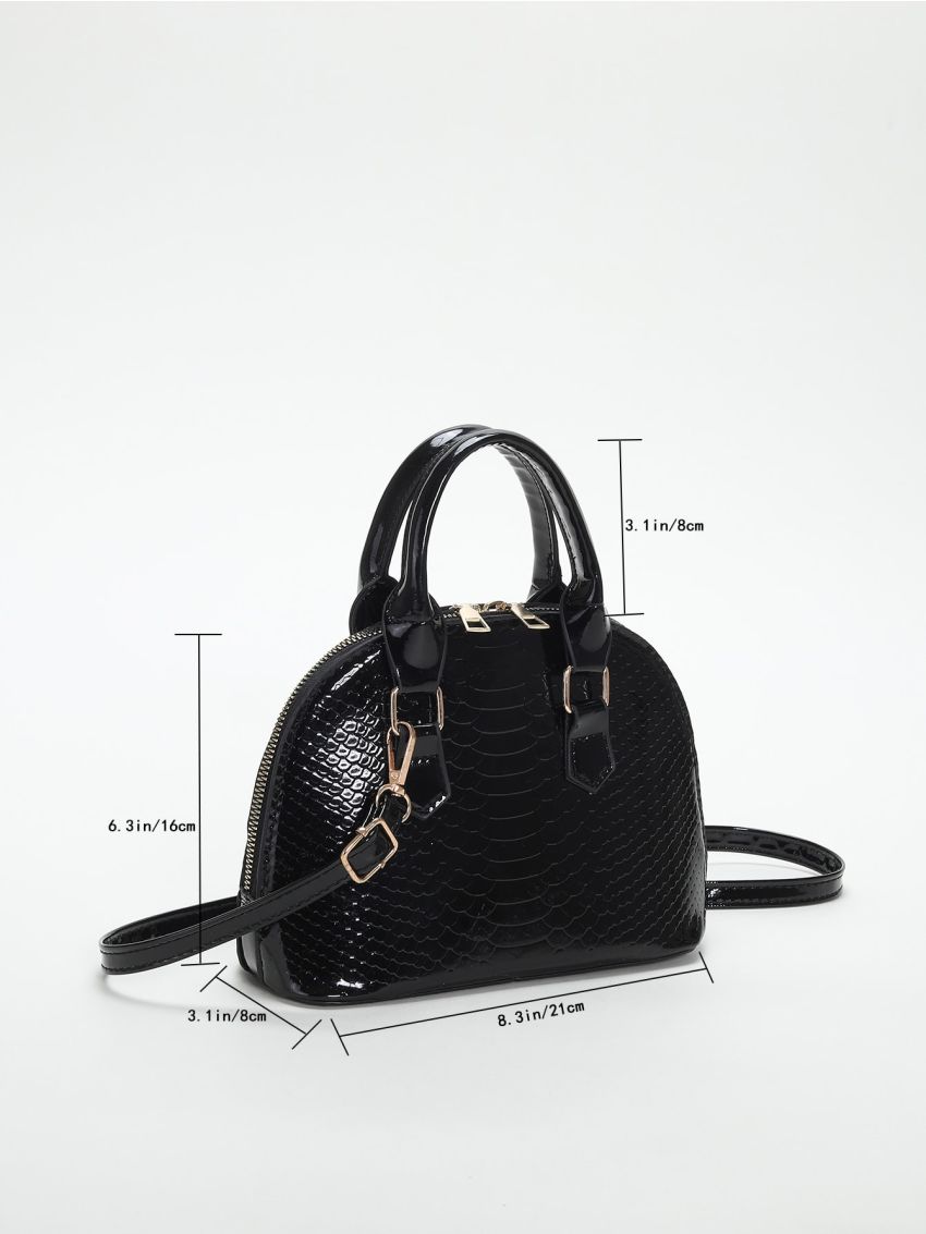 Snakeskin Embossed Dome Bag PU Elegant For Daily Life