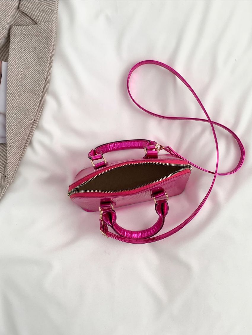 Mini Metallic Snakeskin Embossed Dome Bag