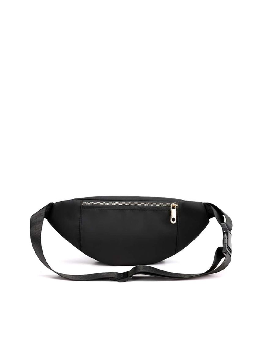 Simple Waist Bag, Women's Quilted Zipper Front Fanny Pack For Outdoor Sports